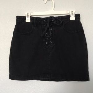 Kendall & Kylie black denim lace-up skirt